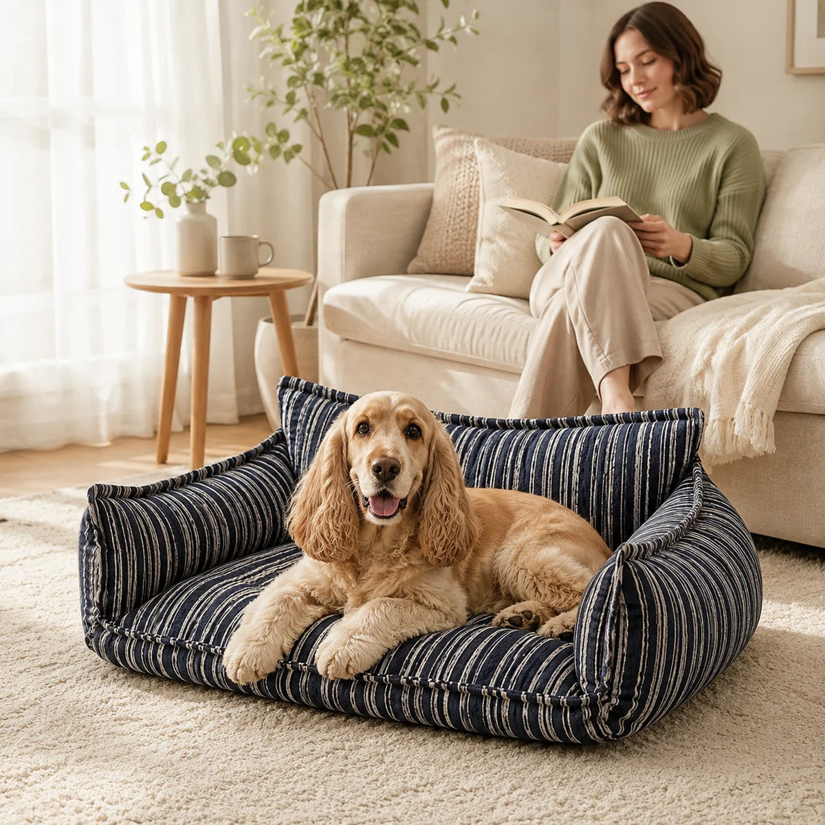 Luxury Chenille Dog Sofa Bed-1
