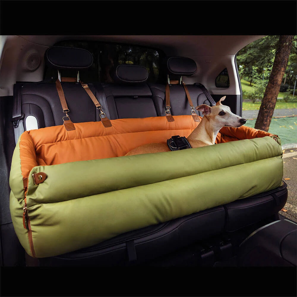 Luxury Faux Leather Dog Car Bed-1