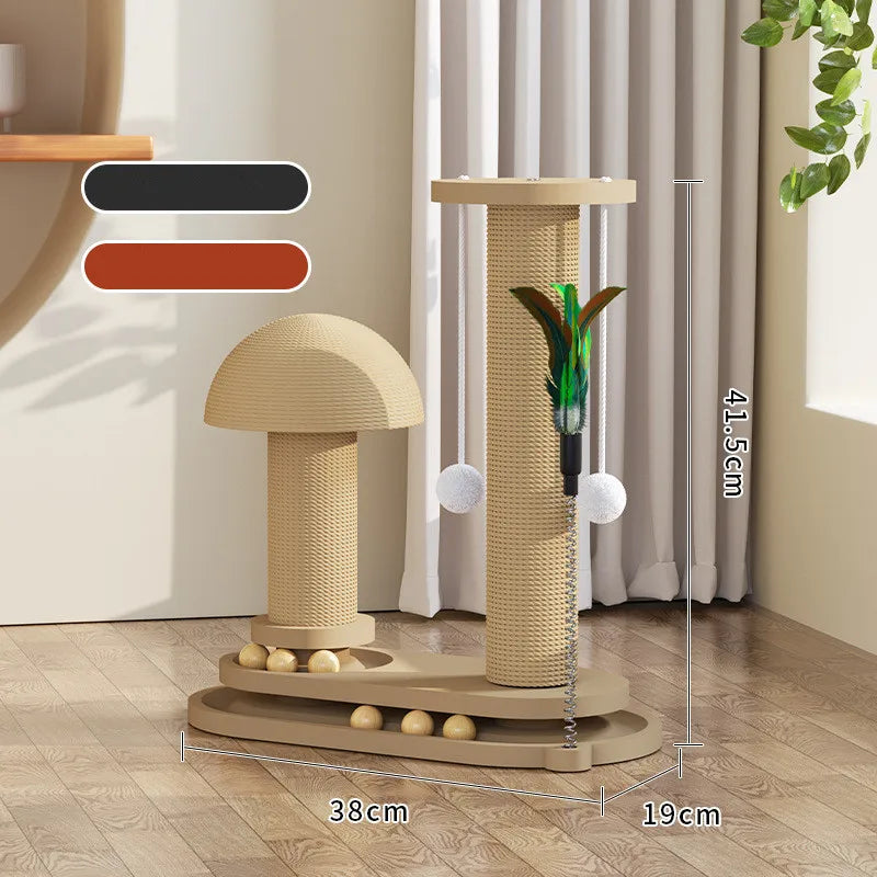 Solid Wood Cat Tower with Teaser Wand-10