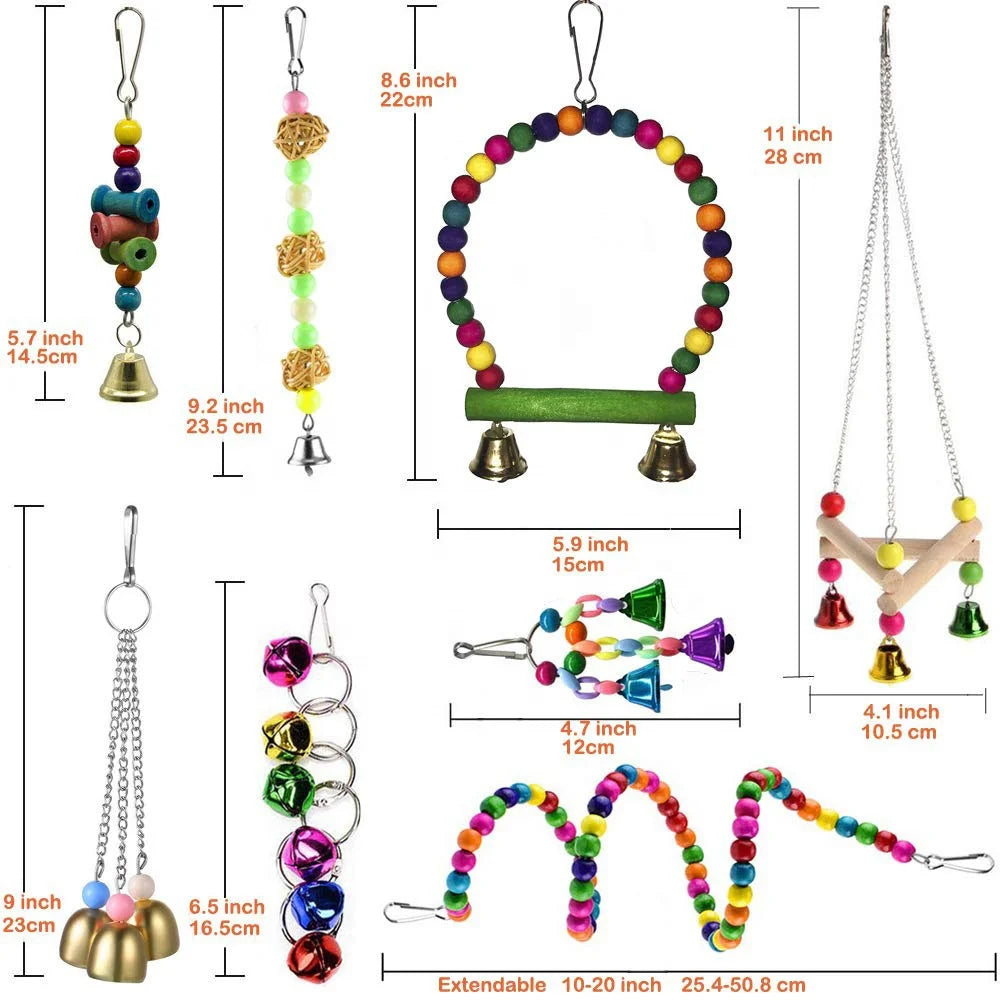 8-Piece Bird Swing & Toy Set-3